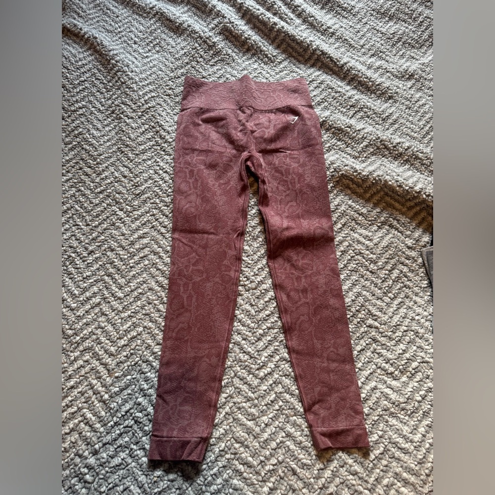 Gymshark Burgundy Snake Print Leggings fits xs/s